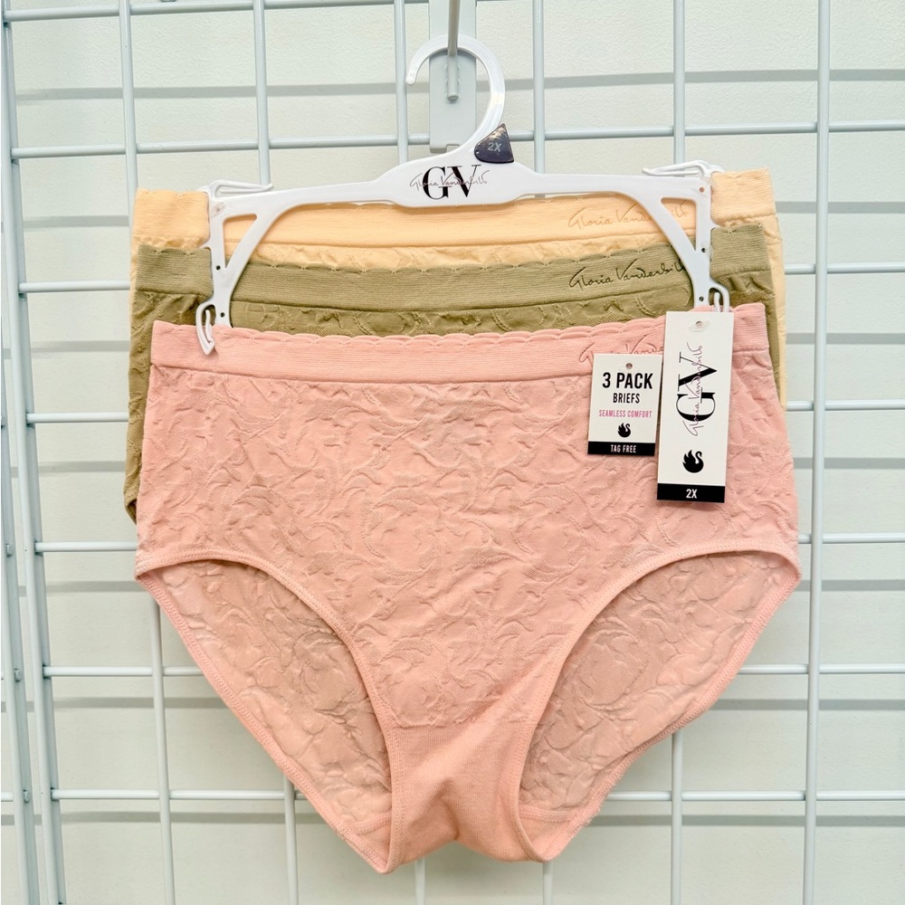 Gloria Vanderbilt - 3 Pack Briefs Pink, Green, Tan
